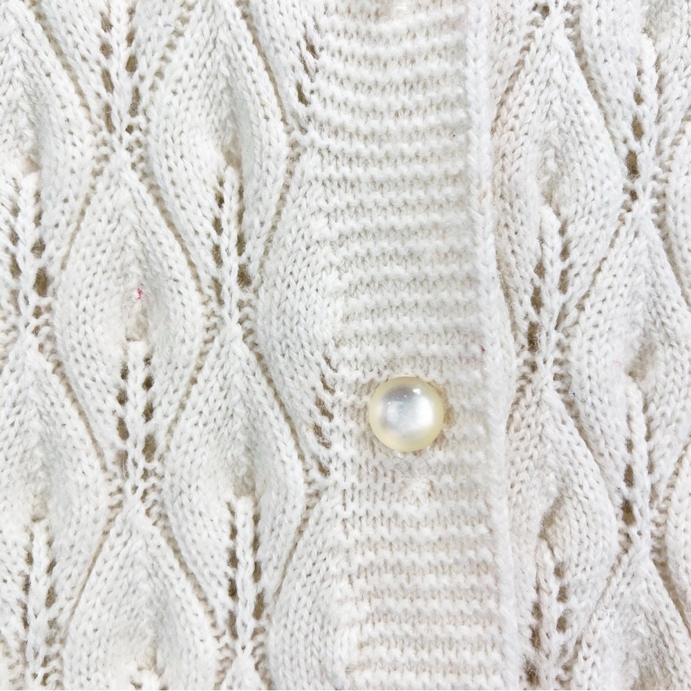 Vintage Cable Knit Cardigan Sweater‎ Size Medium Cottagecore Feminine Chunky - Picture 2 of 10